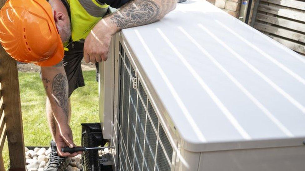 Heat pump installation - stock shot