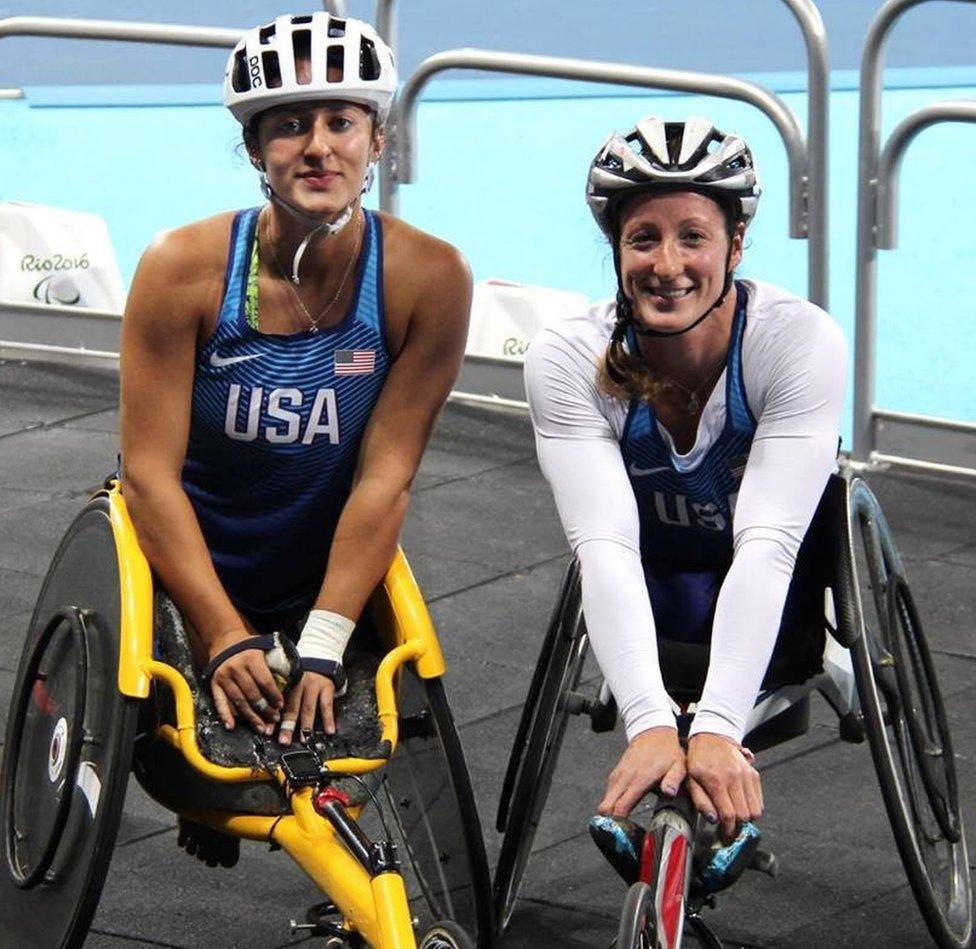 Hannah and Tatyana McFadden competing together at London 2012