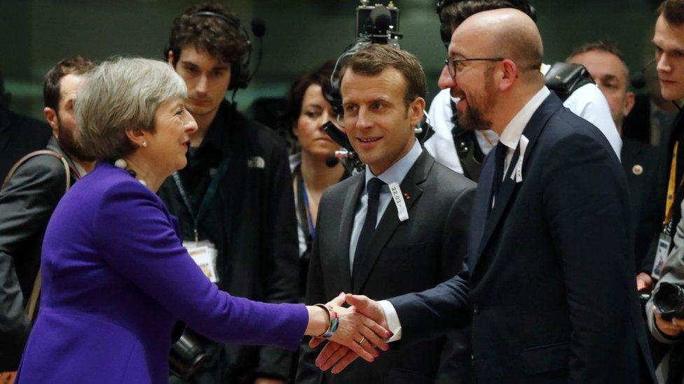 May meets France's Emmanuel Macron and Belgium's Charles Michel