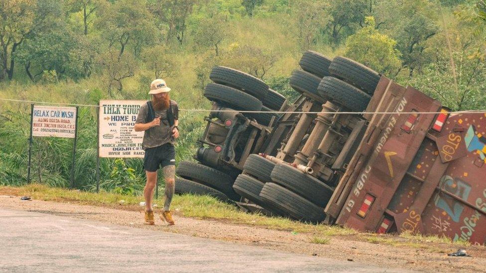 Russell Cook running in Africa