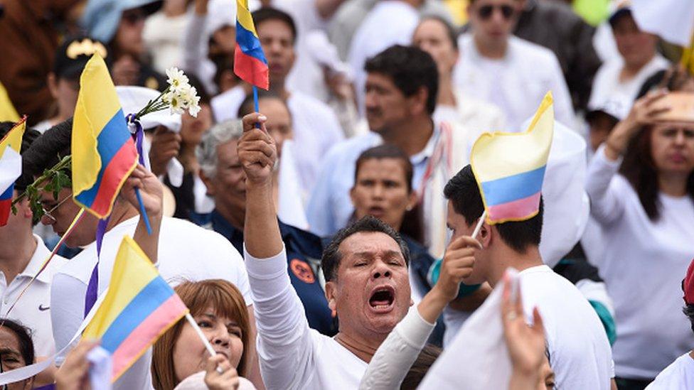 Protesters in Colombia