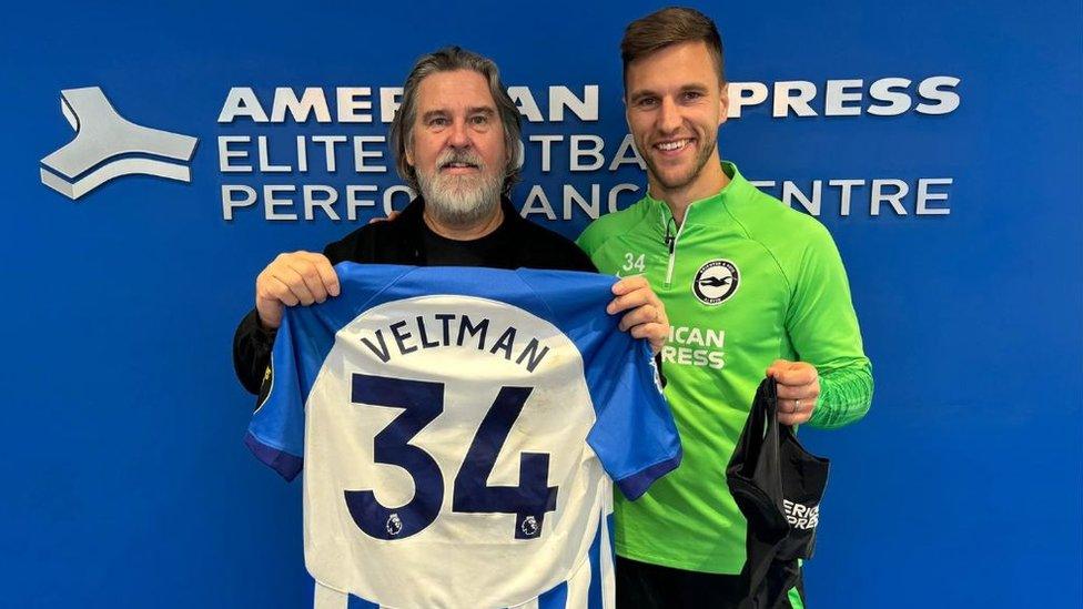 Pat Matthews and Albion player Joel Veltman