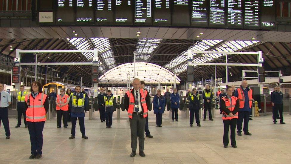 A minute's silence at Glasgow's Queen Street station