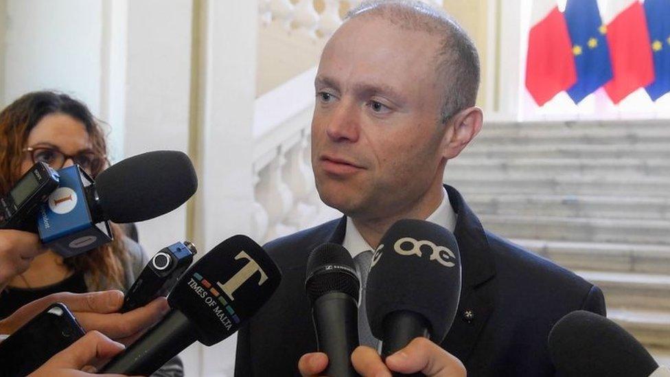 Malta's Prime Minister, Joseph Muscat addresses the media at his office in Castille, Valletta