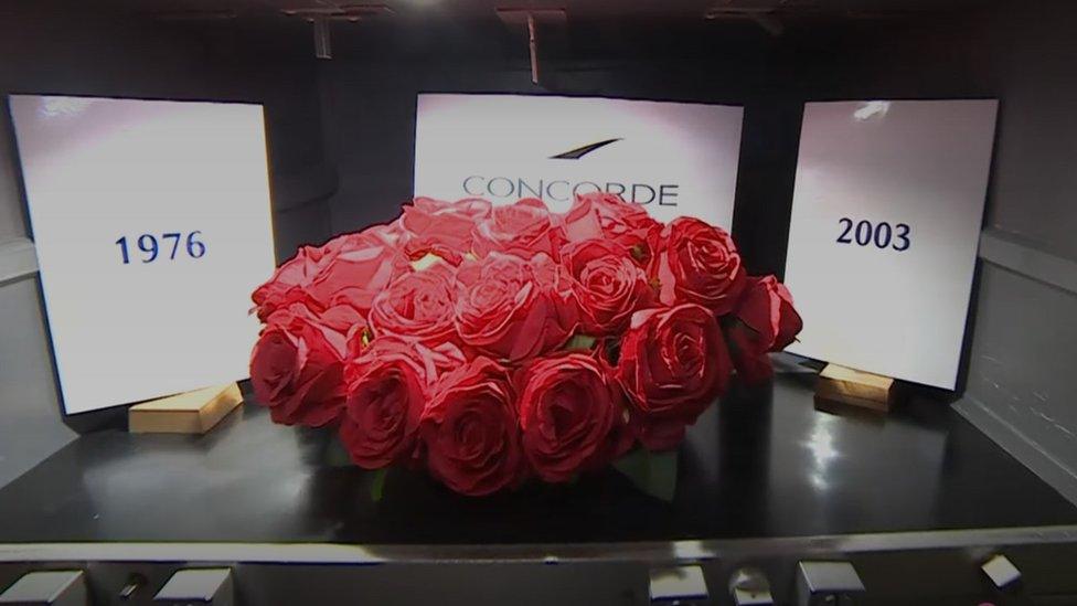 Fresh red roses on Concorde