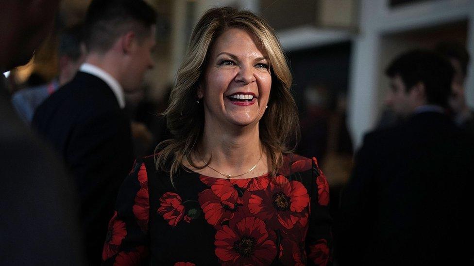 Activist and Republican candidate Kelli Ward smiles at a conservative gathering near Washington, DC