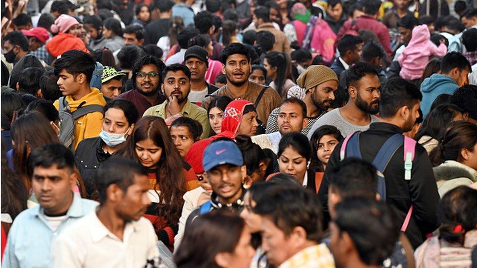 A crowded market in Delhi