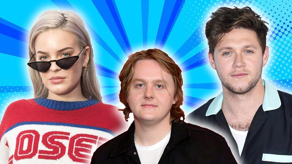 From left to right, anne-marie, lewis capaldi, niall horan