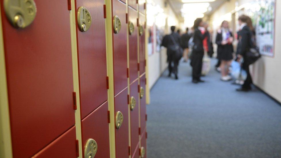 School children in corridor