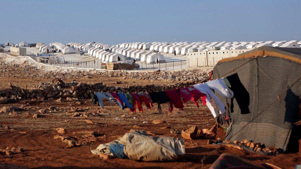 A camp for displaced people near the Syrian town of Atimeh, Idlib province (11 September 2018)