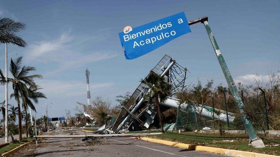 Destruction left by the passage of Hurricane Otis outside Acapulco's International Airport