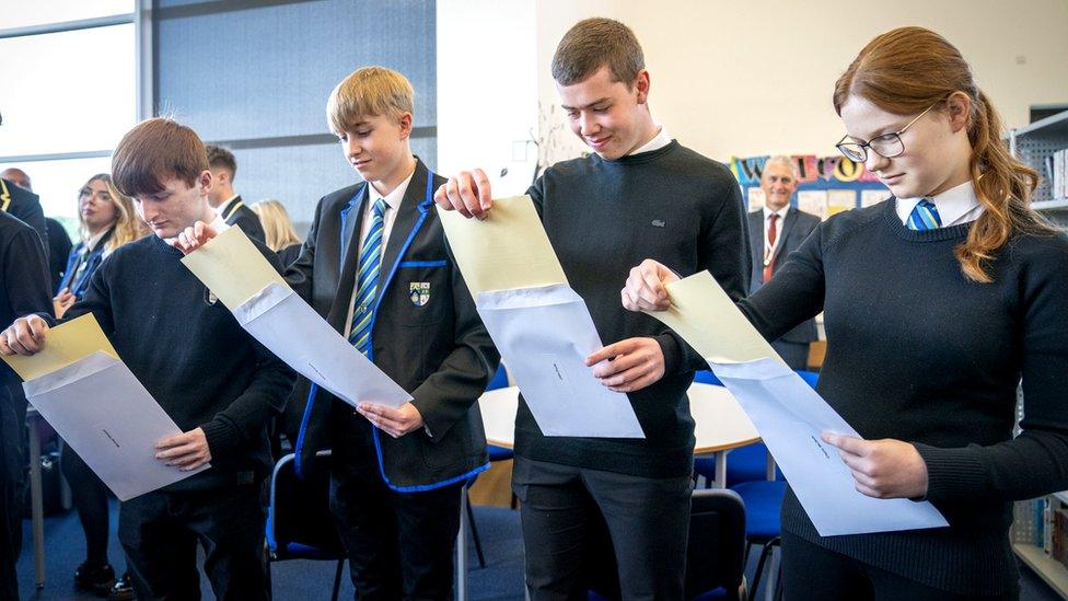 Pupils open exam results