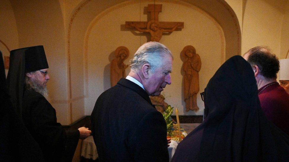 The Prince of Wales at the resting place of his grandmother, Princess Alice