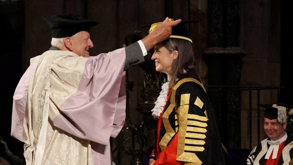 Dr Hill being appointed at a ceremony at Durham Cathedral