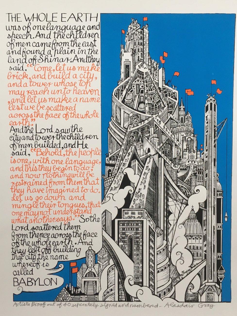 Alasdair Gray's depiction of The Tower of Babel