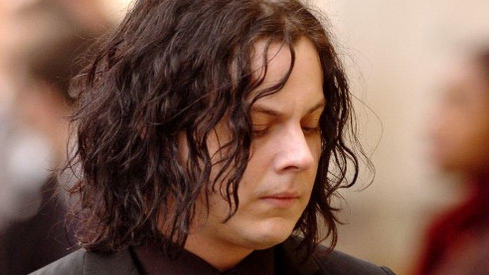 Jack White from The White Stripes attending John Peel's funeral in November 2004