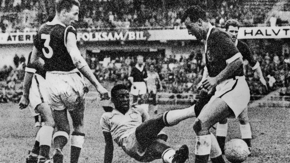 Brazil versus Wales in 1958