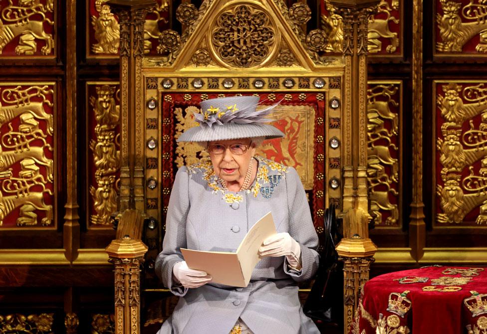 The Queen delivers her speech in the House of Lord's Chamber during the State Opening of Parliament in Westminster, London