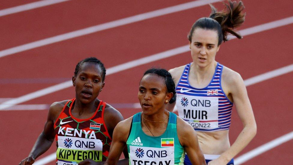 Faith Kipyegon, Gudaf Tsegay and Laura Muir