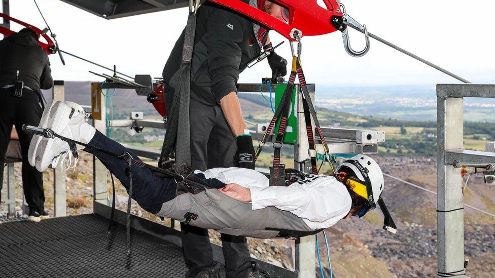 Shirley on the zip line