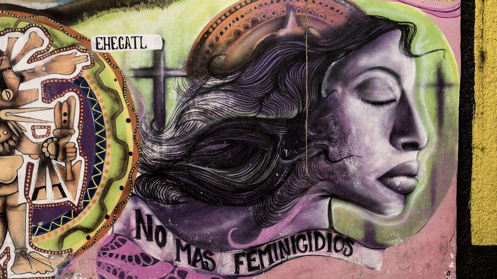 Mural reading 'No More Femicides' in Ecatepec, Mexico state