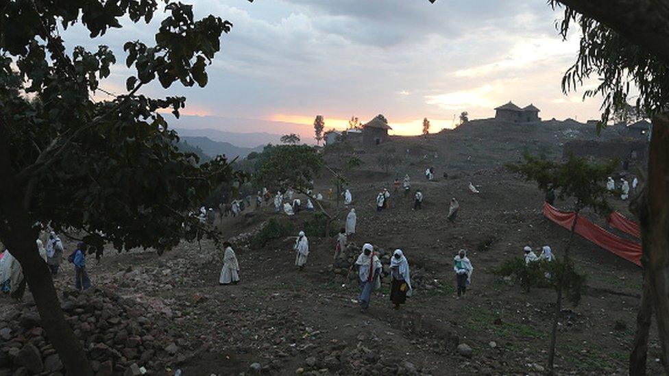 Thousands of adherents to the Ethiopian Orthodox Faith arrive in the Ethiopian city of Lalibela to observe Orthodox Christmas (06 January 2015)