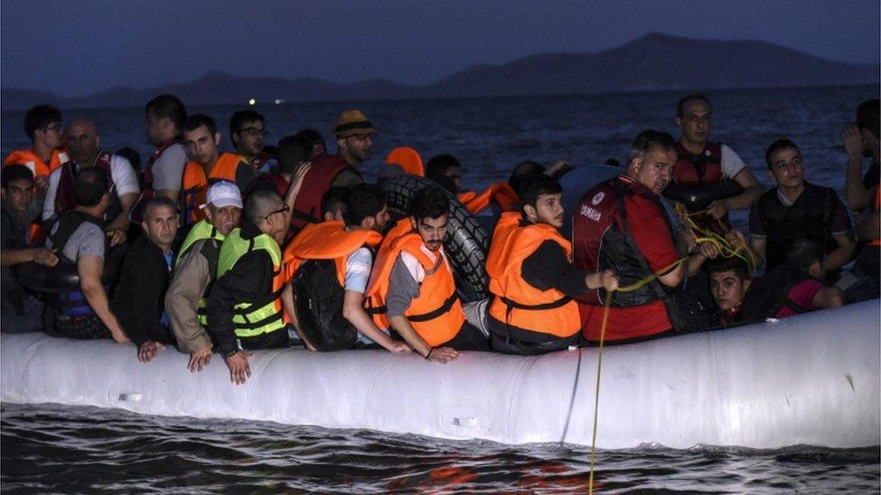 migrant boat off Greece