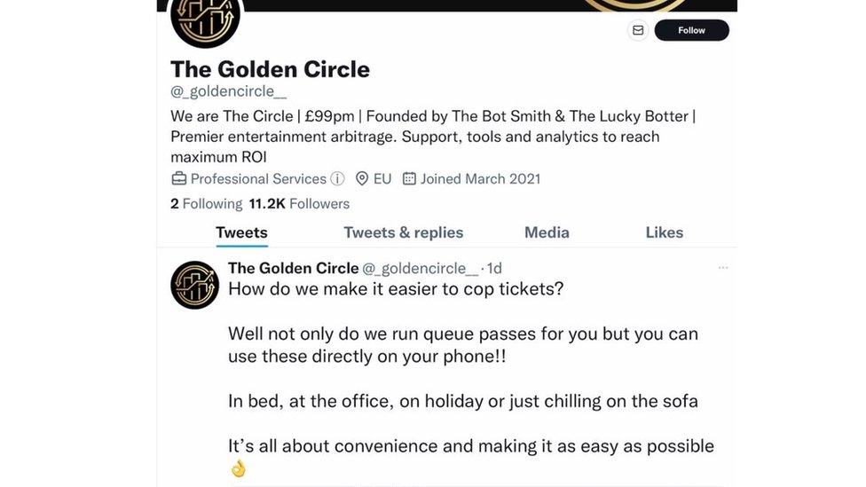 A screengrab of a tweet by The Golden Circle