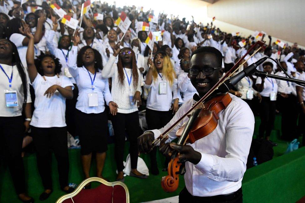 Worshippers at the Prince Moulay Abdellah Sports Centre in Rabat, 31 March