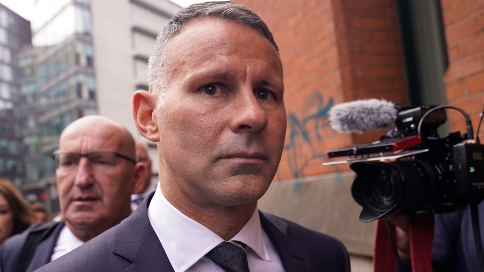 Ryan Giggs arriving for the trial