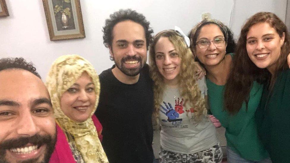 Shadi Abu Zeid (centre) with his family