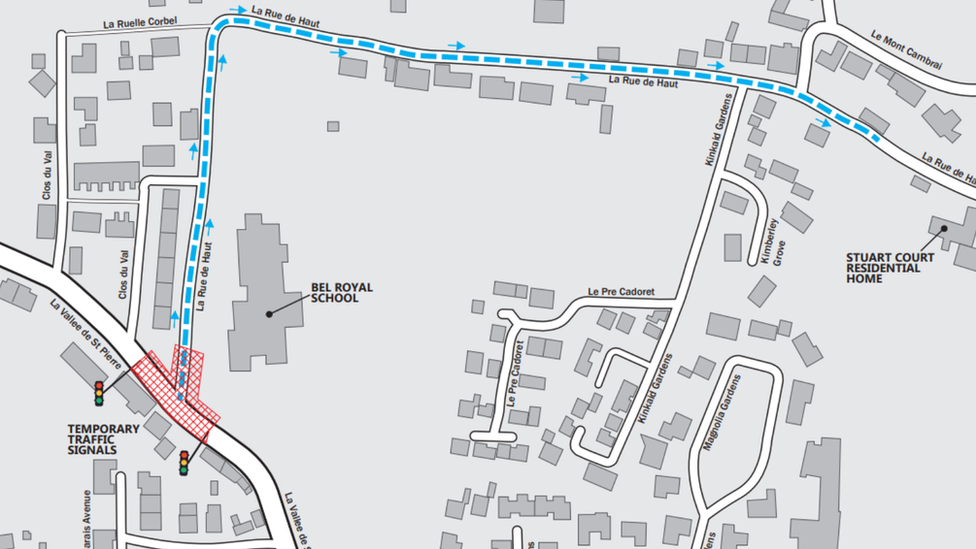 Map of roadworks in St Lawrence