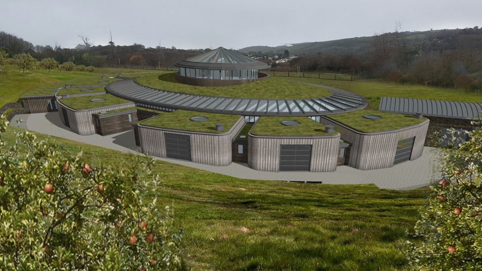 CGI of the proposed main building - The Hub - at Gillyflower Farm in Lostwithiel