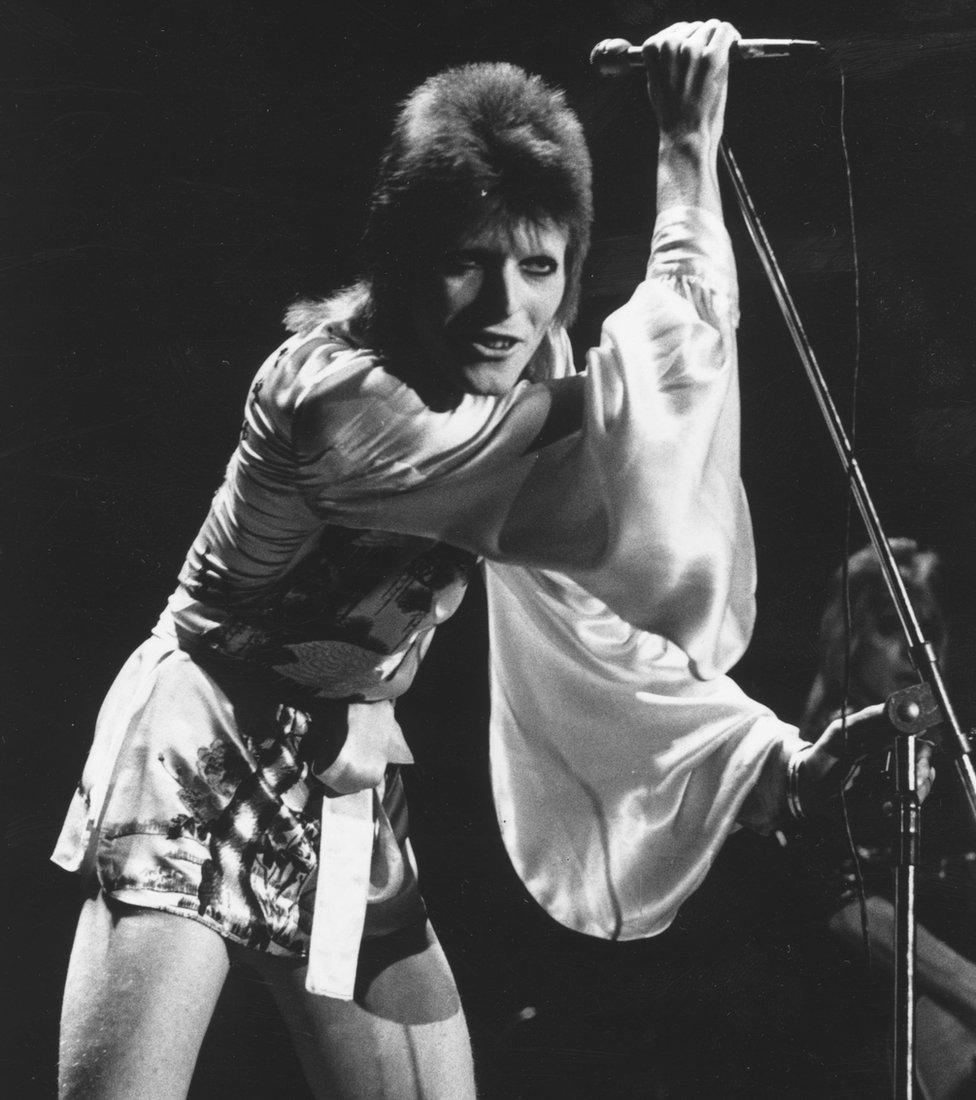 David Bowie performs his final concert in 1973 as Ziggy Stardust at the Hammersmith Odeon, London. The concert later became known as the Retirement Gig