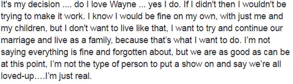 post from Coleen Rooney's Facebook post