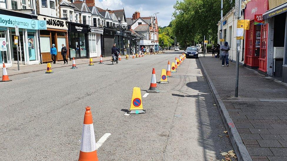 Cones have been placed along Wellfield Road