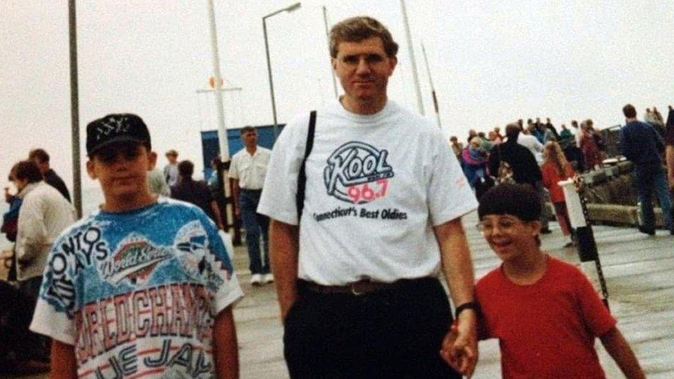 Jonathan Egan with his father Michael and brother Matthew