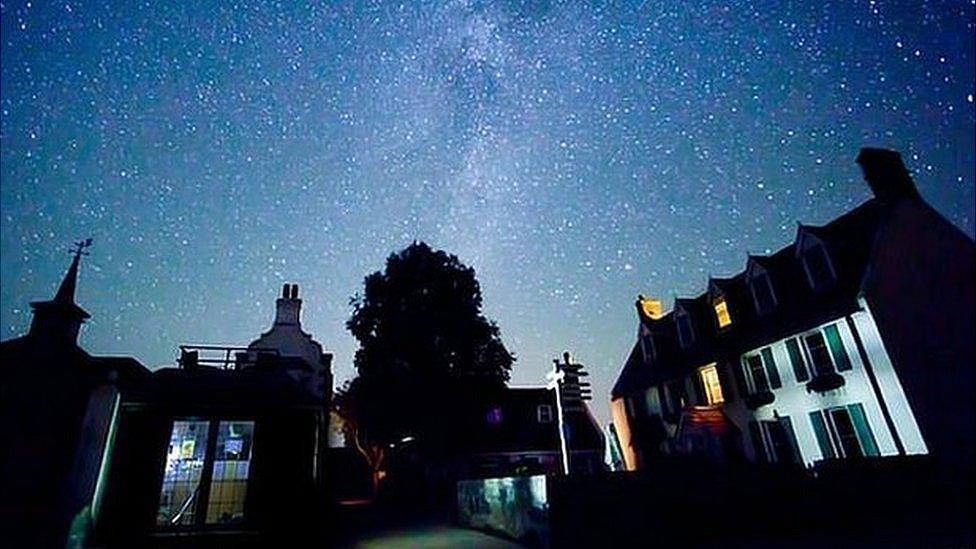 Stars above The Avenue in Sark