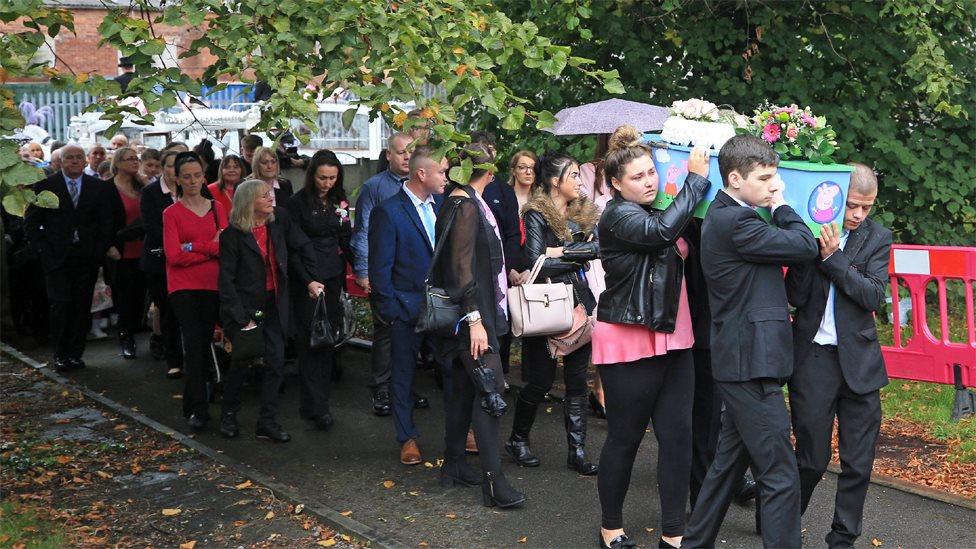 Coffin going into church