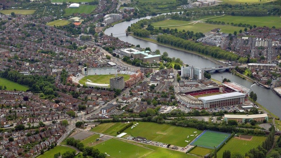 Trent Bridge area of Nottingham