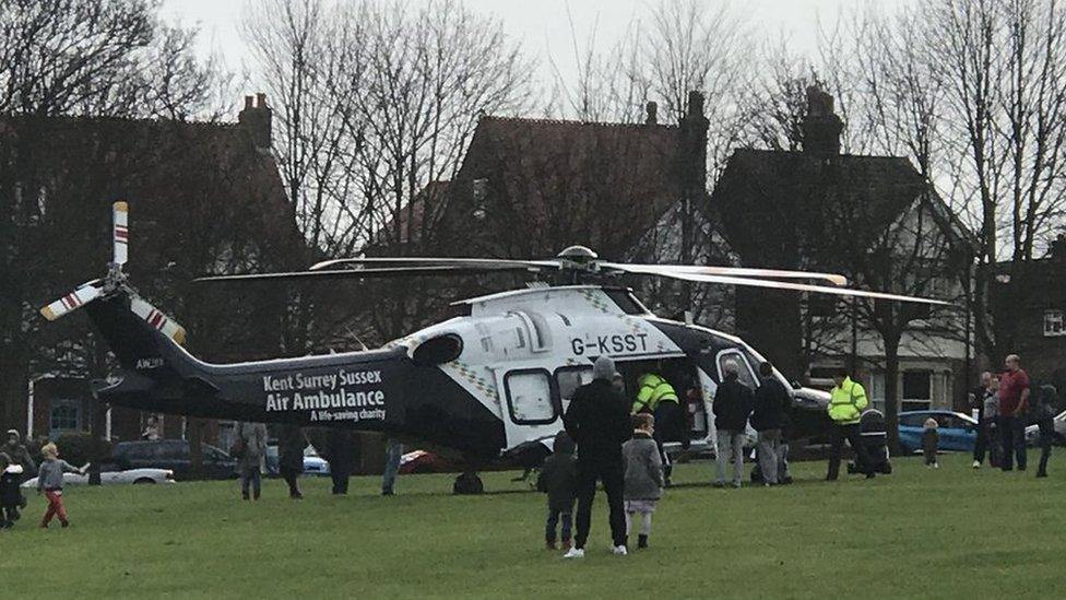 Air ambulance at the scene in Margate