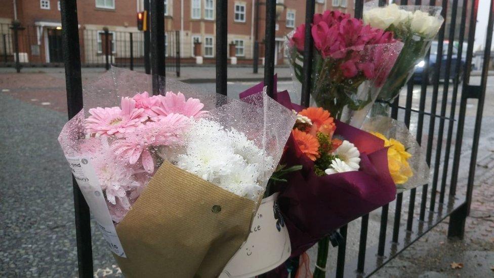 Floral tributes at the accident spot