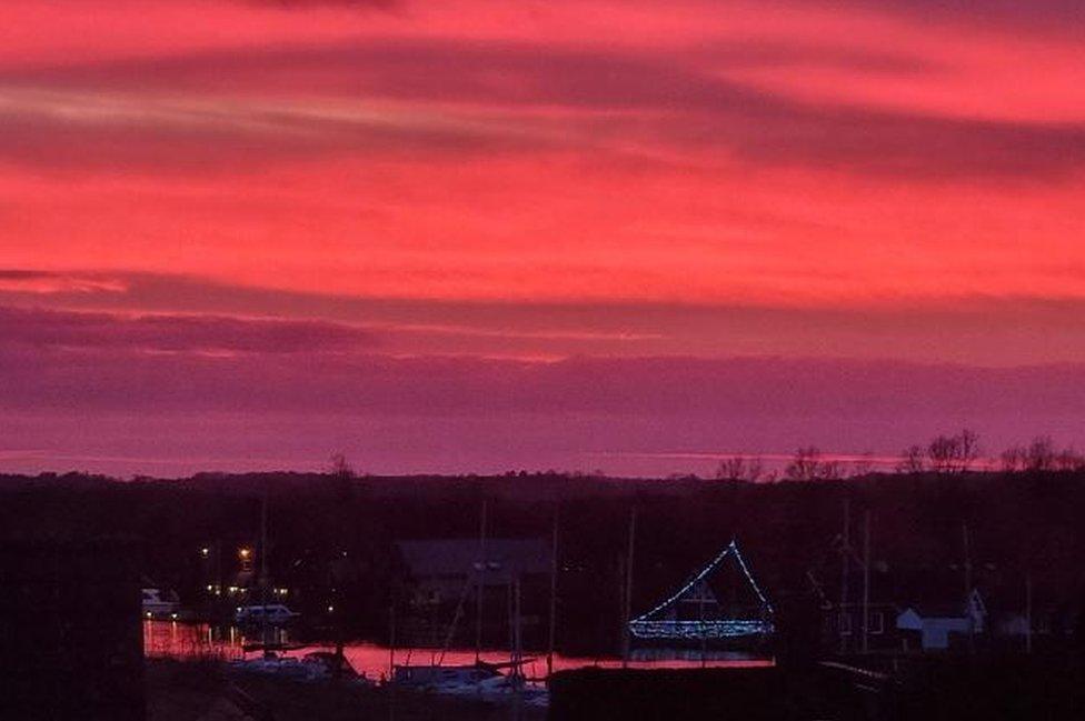 Red skies over Horning, Norfolk