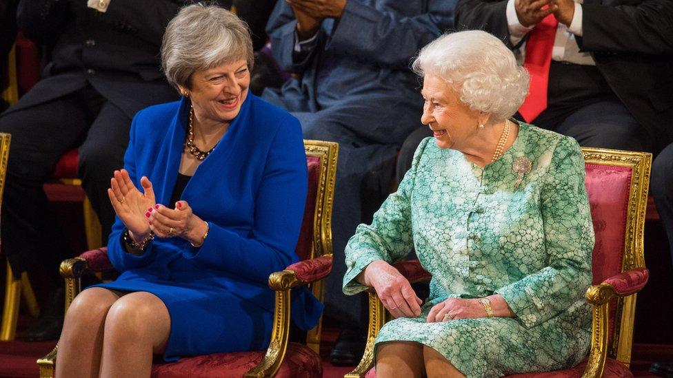 Theresa May and Queen Elizabeth II