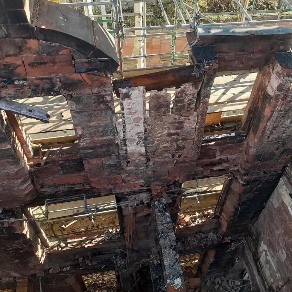 Inside the derelict hotel