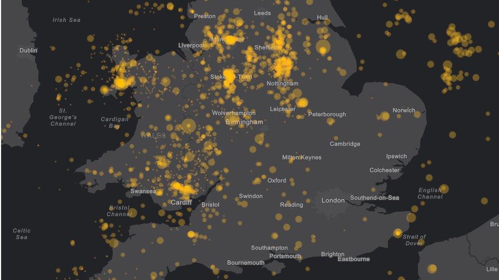 Map of earthquakes in the UK