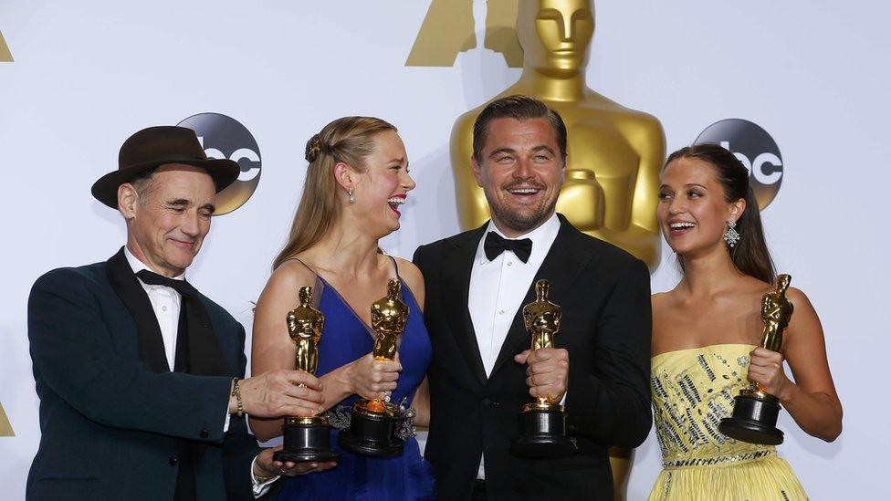 Mark Rylance, Brie Larson, Leonardo DiCaprio and Alicia Vikander