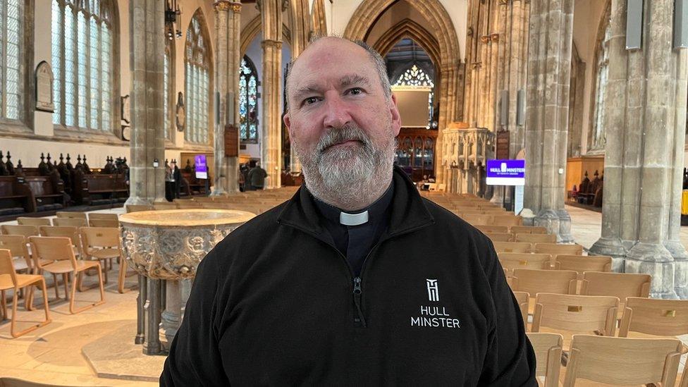 The Reverend Canon Dr Dominic Black inside Hull Minster