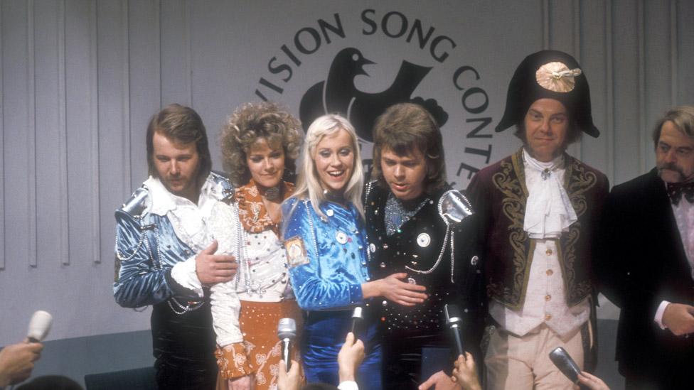 Abba after winning Eurovision 1974 in Brighton