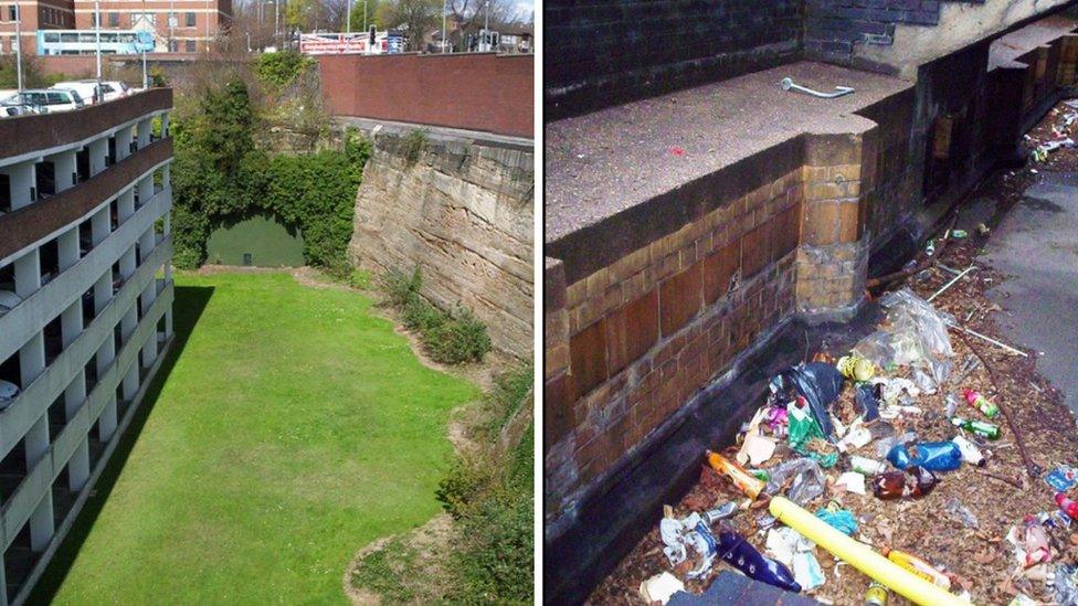 Tunnel entrance and retaining wall